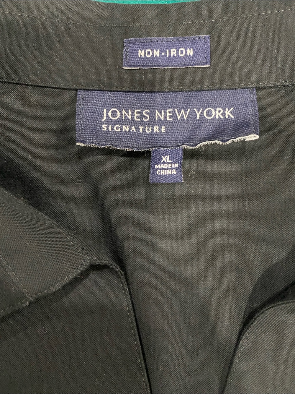 Jones New York Black Button-Front Collared Women's Shirt with 3/4 Sleeves - Picture 2 of 10